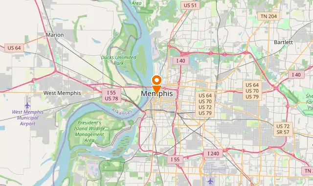 Street map of Memphis, TN