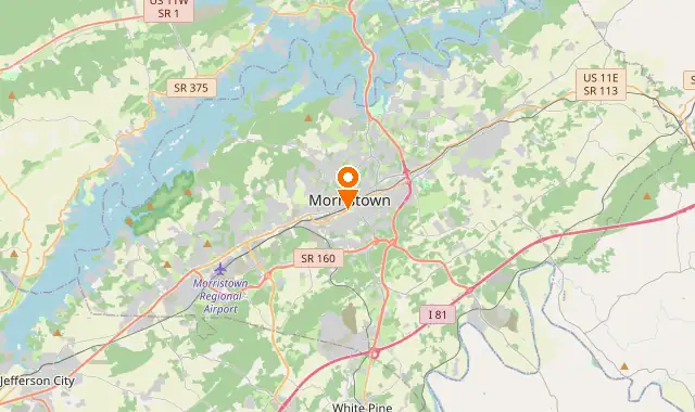 Street map of Morristown, TN