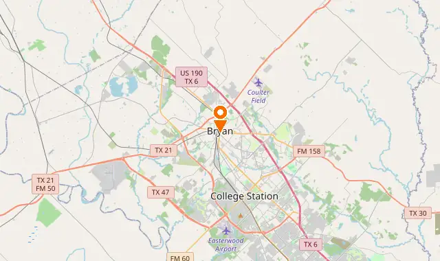 Street map of Bryan, TX