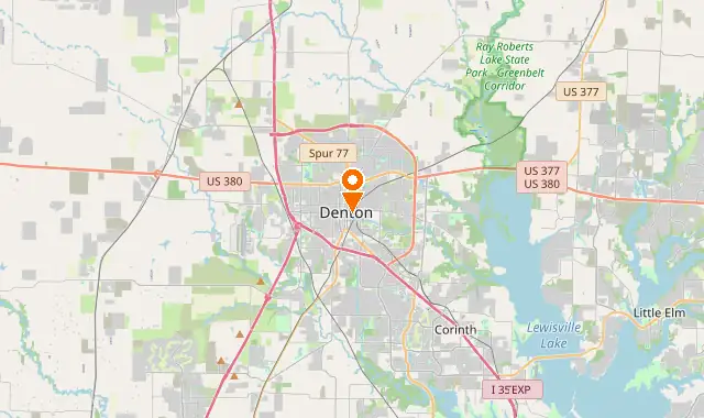 Street map of Denton, TX