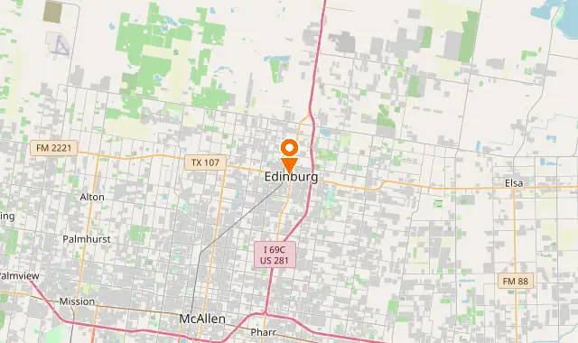 Street map of Edinburg, TX