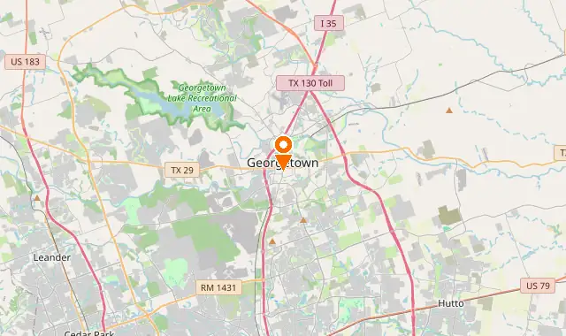 Street map of Georgetown, TX