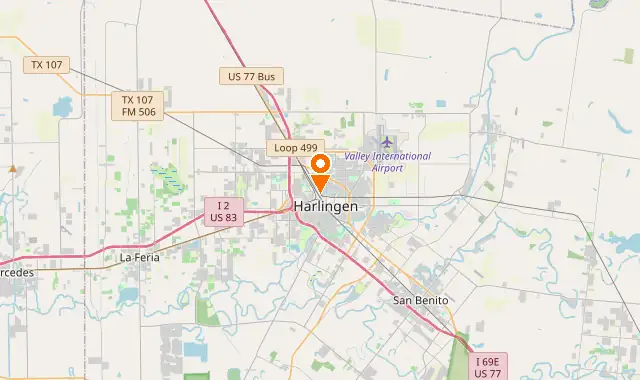 Street map of Harlingen, TX