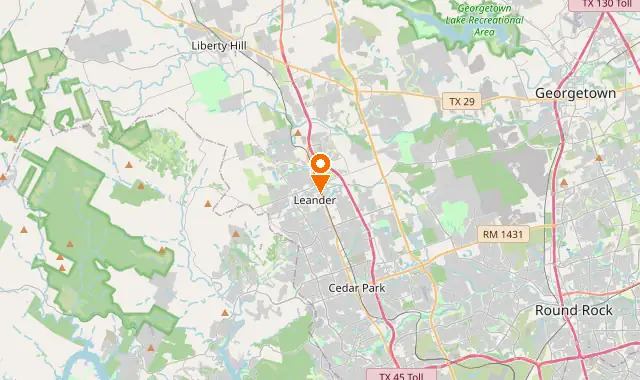 Street map of Leander, TX