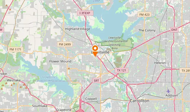 Street map of Lewisville, TX