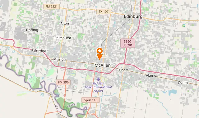 Street map of Mcallen, TX