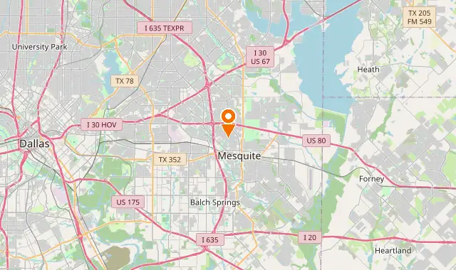 Street map of Mesquite, TX