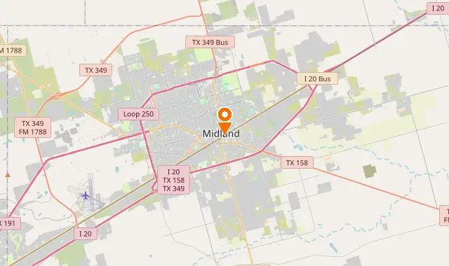 Street map of Midland, TX