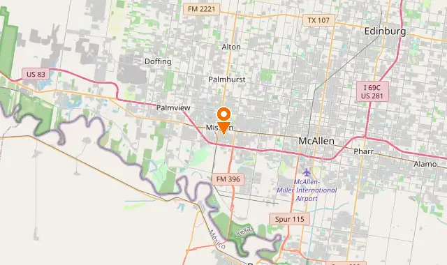 Street map of Mission, TX