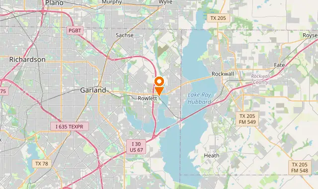 Street map of Rowlett, TX