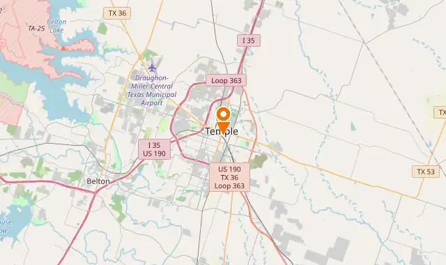 Street map of Temple, TX