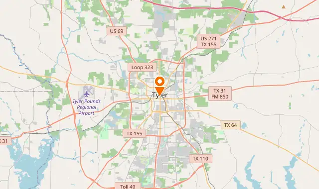 Street map of Tyler, TX