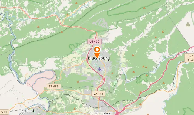 Street map of Blacksburg, VA