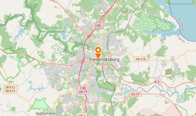 Street map of Fredericksburg, VA