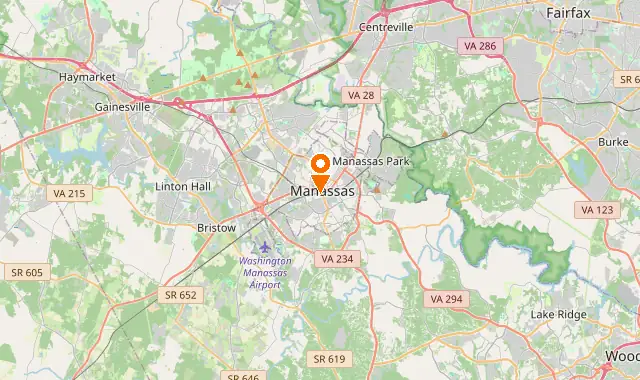 Street map of Manassas, VA