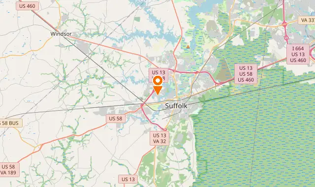 Street map of Suffolk, VA