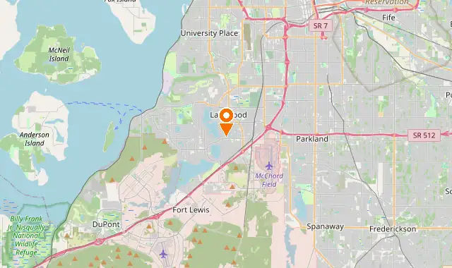 Street map of Lakewood, WA