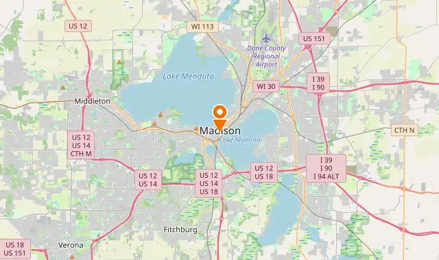 Street map of Madison, WI
