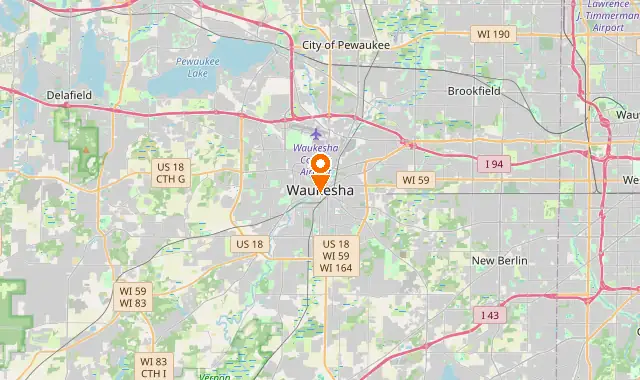 Street map of Waukesha, WI