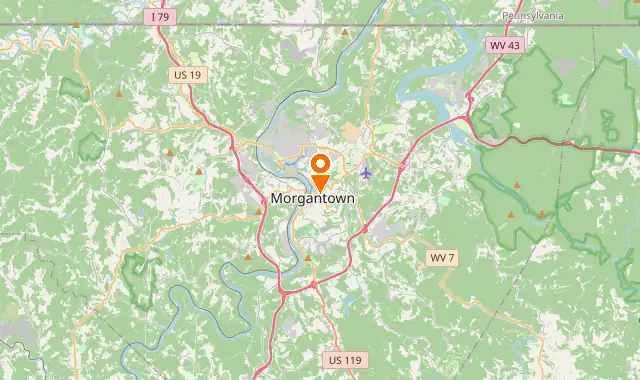 Street map of Morgantown, WV